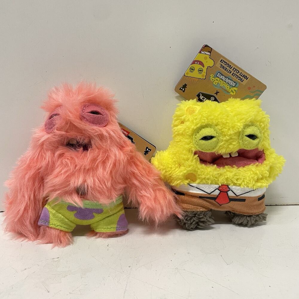 NEW Zuru Fuggler x Spongebob Squarepants & Patrik Star Keychain Plush Ring 5”